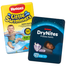 Huggies drynites en little swimmers